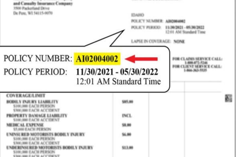 insurance company policy number format